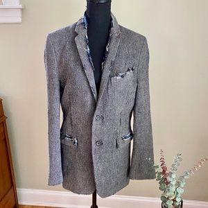 Miharayasuhiro Distressed Grey Herringbone Blazer